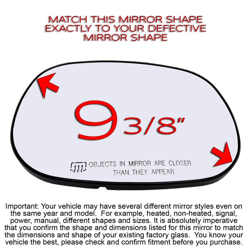 Rugged TUFF Passenger Side Mirror Glass Replacement For 1998 1999 2000 2001 2002 2003 Dodge Ram 1500 2500 3500, 1998-2004 Durango Right Mirrors Heated with Backing Plate - Image 2